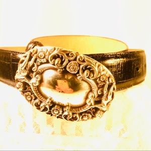 Brighton  lack leather belt with silver buckle